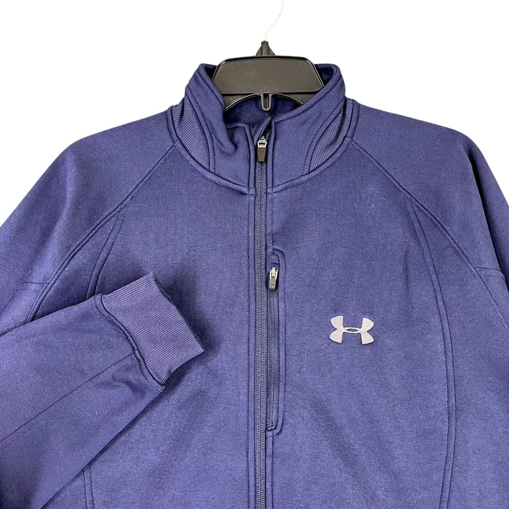 Under Armour Full Zip Track Jacket Mens S Fleece Lined Mock Neck Active Training